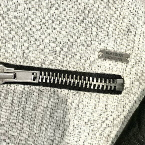 NEW MAISON SCOTCH la femme Selon Marie Wool w/ Moto Leather Jacket Sz 4 US 14 - Picture 5 of 9